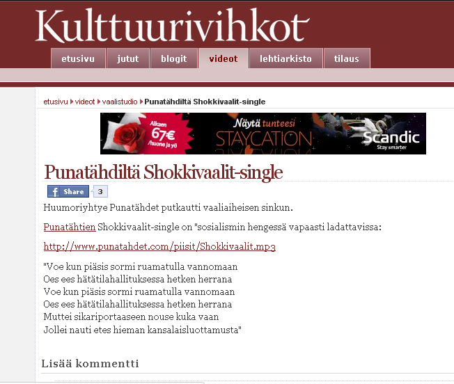 Punatähdiltä Shokkivaalit-single